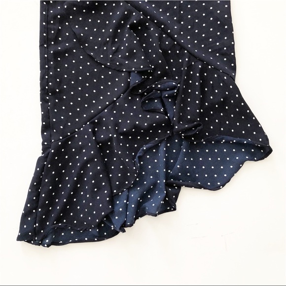 Nasty Gal Navy Blue Polka Dot Ruffle Midi Skirt - Picture 4 of 7
